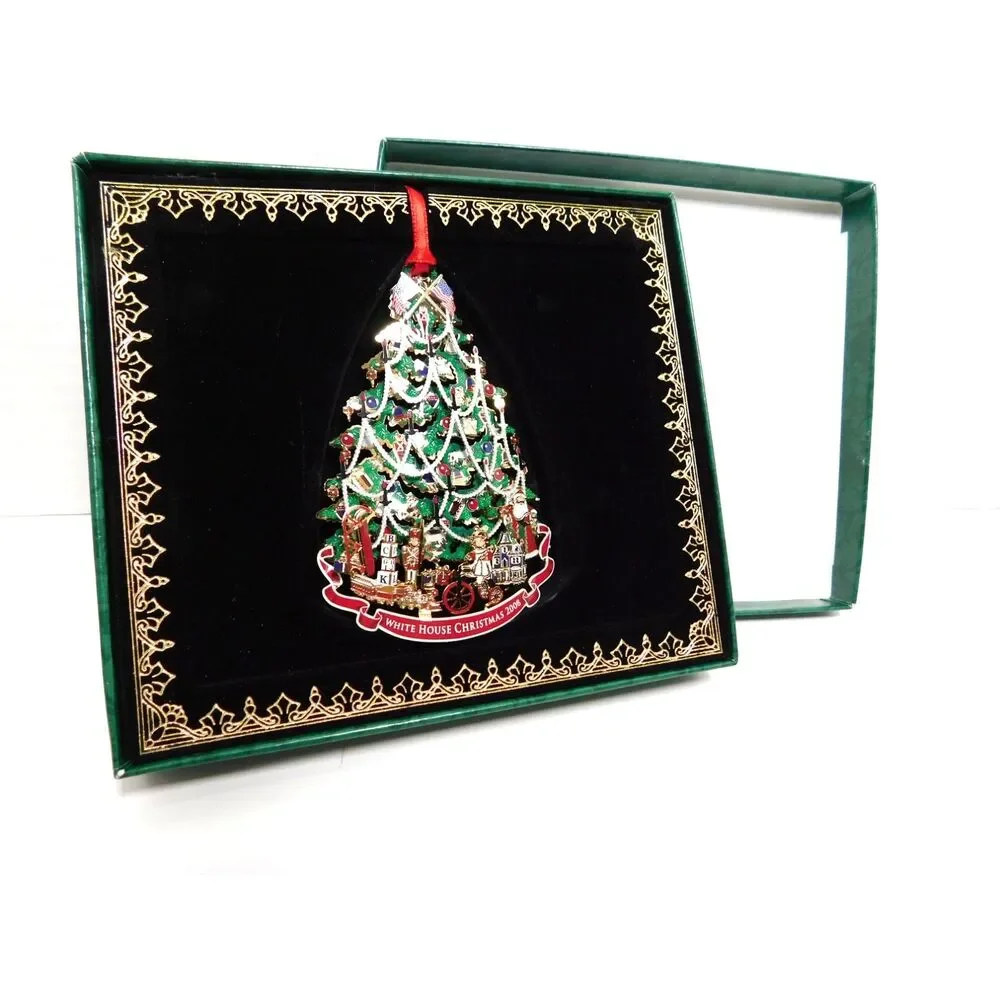 White House Christmas Ornament 2008 3-D Tree for Hanging Box & Booklet